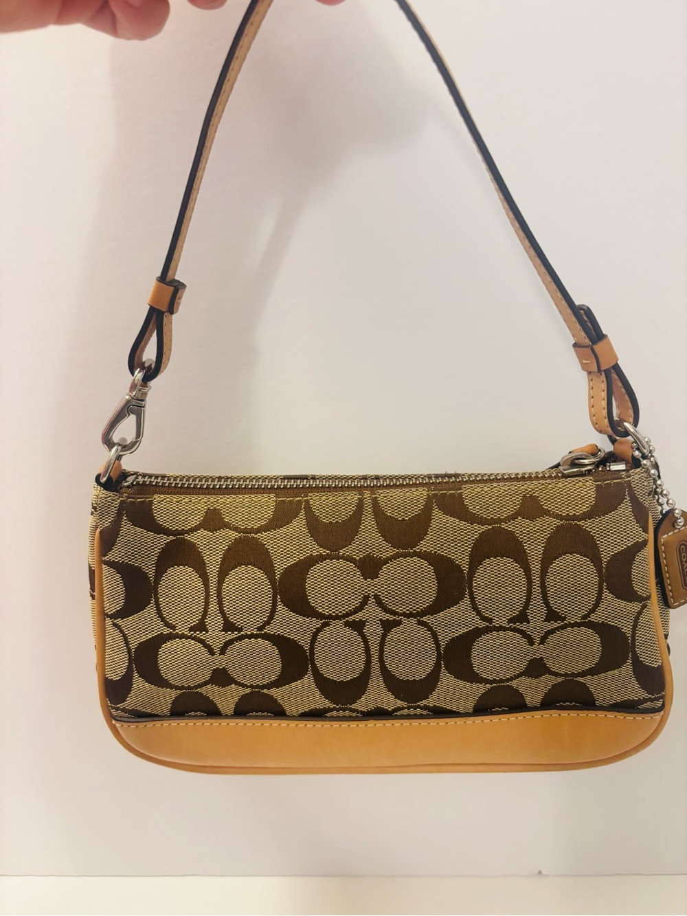 COACH VINTAGE Y2K Tan and Brown Signature Canvas Shoulder Bag